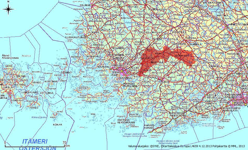 1 Johdanto Lounais-Suomen kalastusalue selvitti Paimionjoen vesistön virtavesien kalastoa sähkökoekalastuksilla vuonna 2010.