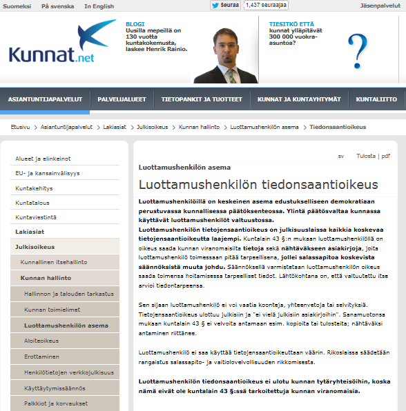 net/fi/asiantuntijapalvelut/laki/hal lintojuridiikka/kunnan_hallinto/luottamushenkilonasema/tiedonsaantioikeus/sivut/default.