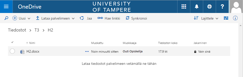 kansioosi) tai tuoduksi selaimen latauskansioon. Latauskansiosta voit käydä noutamassa tiedostot omaan kansioosi, jolle annoit nimeksi Word-Excel-PowerPoint-Pikaoppaat). Vihje 9.