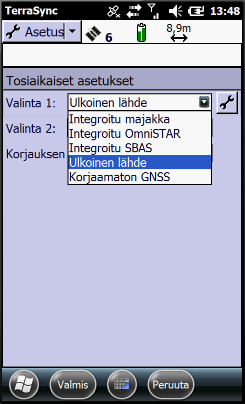 Liite 4 15(19) Valitse GNSS -vastaanottimen portiksi kohdassa 6 lisäämäsi portti. (COM8: Pro xxxxxxx). Hyväksy valinta Valmis -painikkeella.