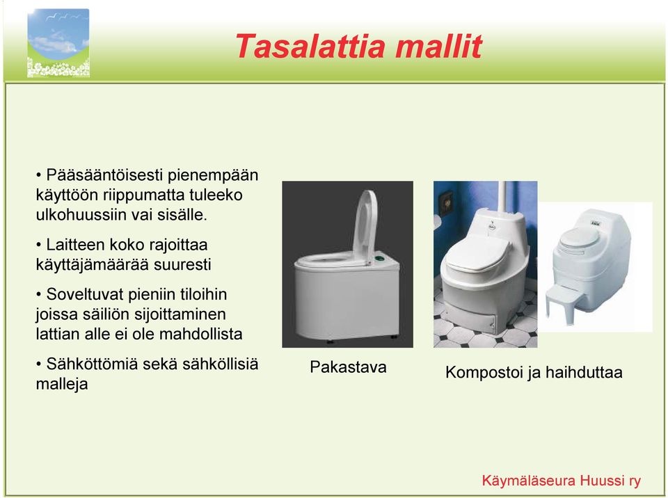 Laitteen koko rajoittaa käyttäjämäärää suuresti Soveltuvat pieniin tiloihin