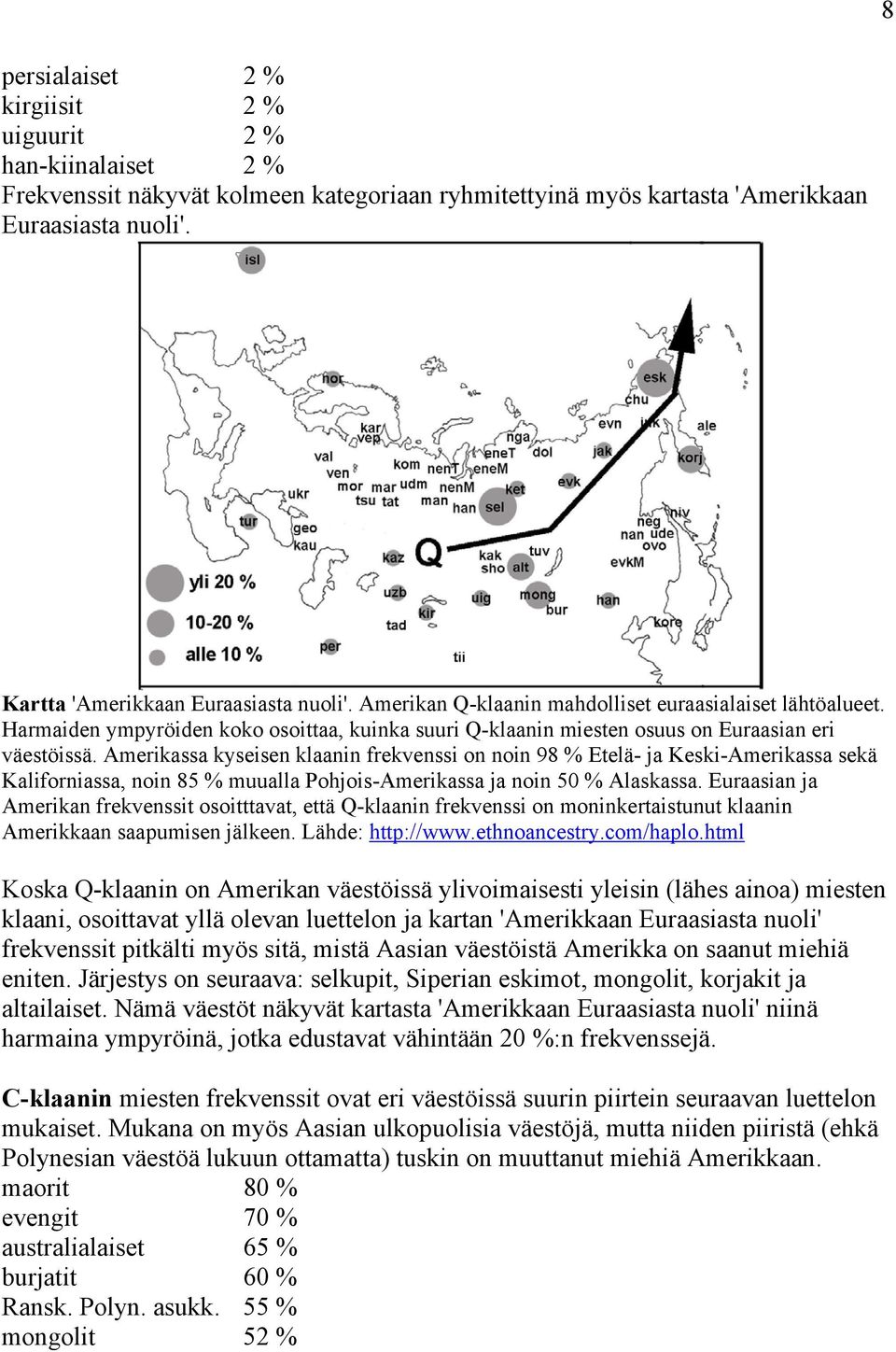 Amerikassa kyseisen klaanin frekvenssi on noin 98 % Etelä- ja Keski-Amerikassa sekä Kaliforniassa, noin 85 % muualla Pohjois-Amerikassa ja noin 50 % Alaskassa.