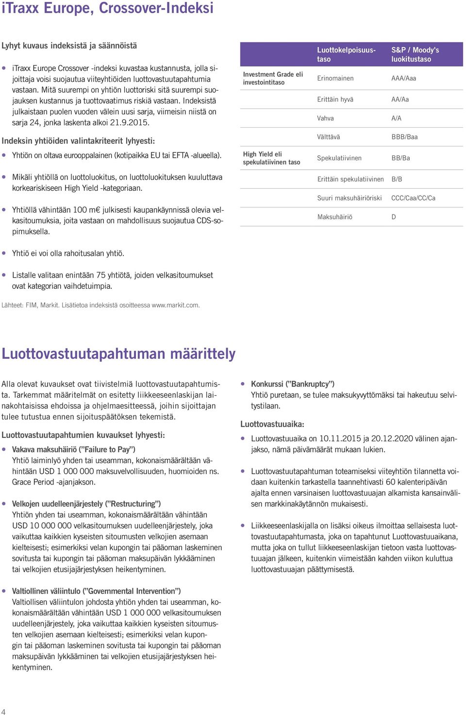 Indeksistä julkaistaan puolen vuoden välein uusi sarja, viimeisin niistä on sarja 24, jonka laskenta alkoi 21.9.2015.