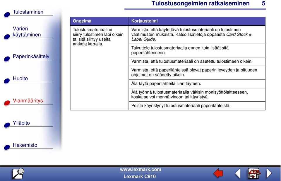 Taivuttele tulostusmateriaalia ennen kuin lisäät sitä paperilähteeseen. Varmista, että tulostusmateriaali on asetettu tulostimeen oikein.