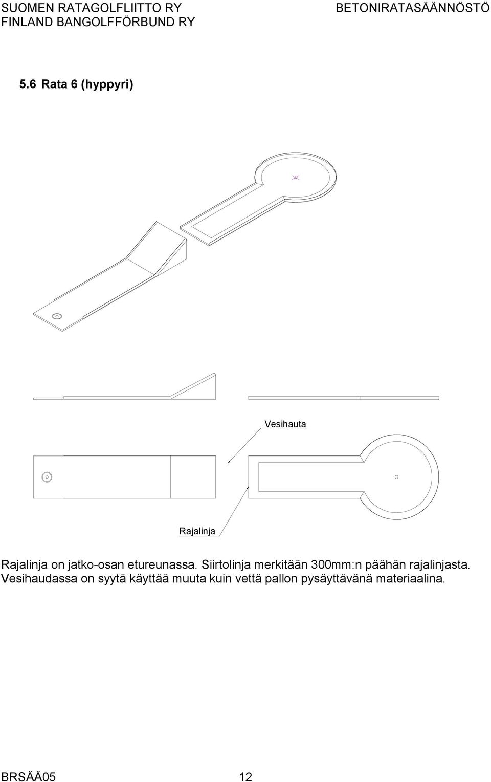 Siirtolinja merkitään 300mm:n päähän rajalinjasta.