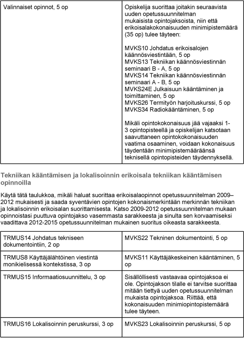 MVKS34 Radiokääntäminen, 5 Mikäli intokokonaisuus jää vajaaksi 1- saavuttaneen intokokonaisuuden teknisellä intisteiden täydennyksellä.