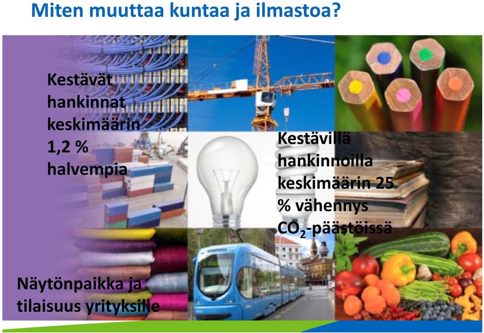 halvempia Kestävillä hankinnoilla keskimäärin