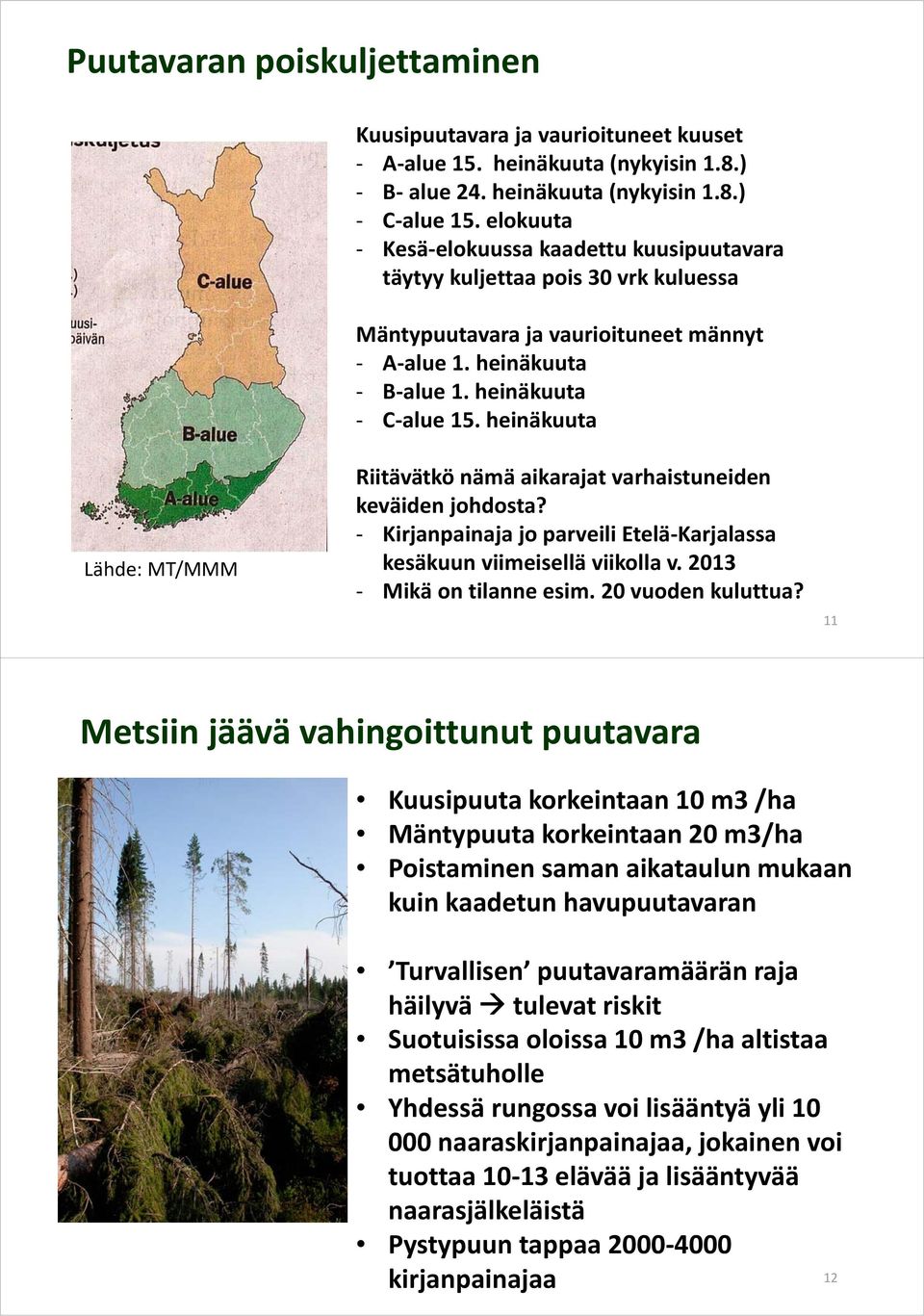 heinäkuuta Lähde: MT/MMM Riitävätkö nämä aikarajat varhaistuneiden keväiden johdosta? Kirjanpainaja jo parveili Etelä Karjalassa kesäkuun viimeisellä viikolla v. 2013 Mikä on tilanne esim.