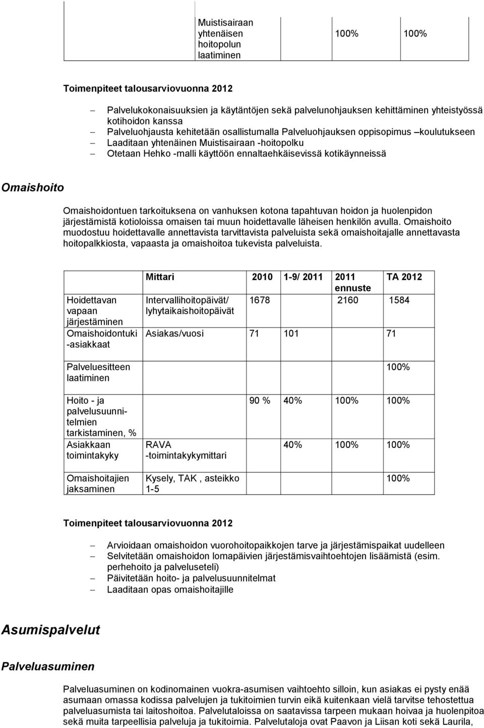 tarkoituksena on vanhuksen ko tona tapahtuvan hoidon ja huolenpidon järjestämistä kotioloissa omaisen tai muun hoidettavalle läheisen henkilön avulla.