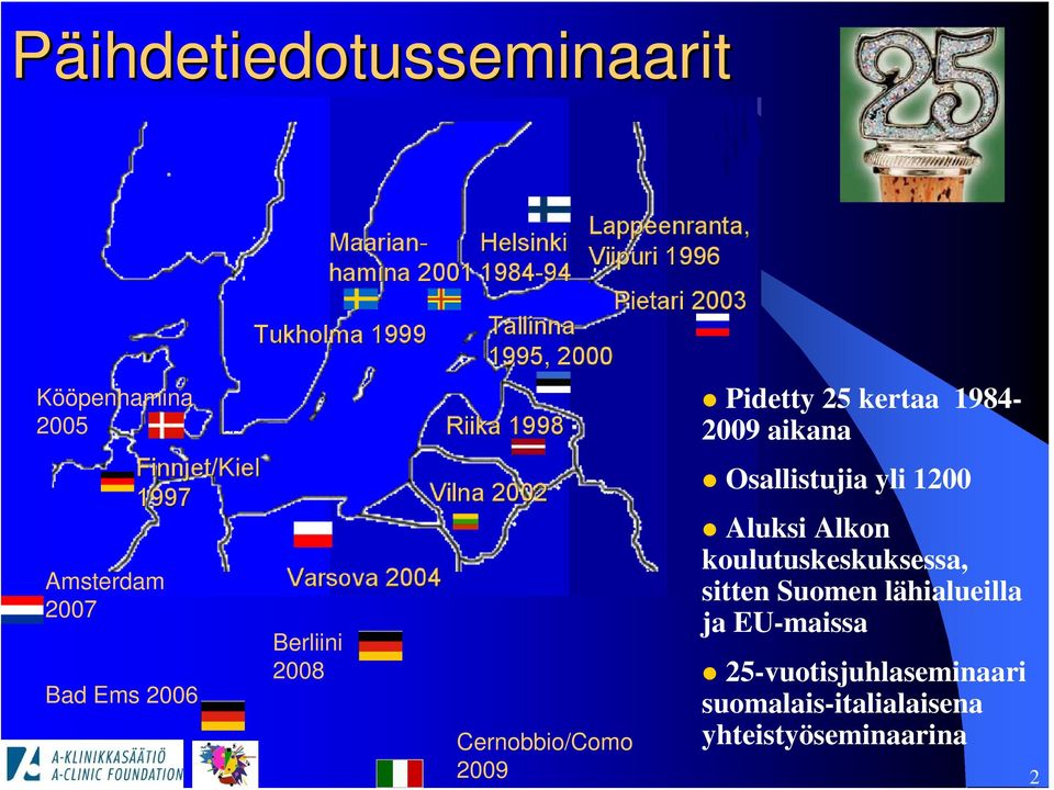 Cernobbio/Como 2009 Aluksi Alkon koulutuskeskuksessa, sitten Suomen