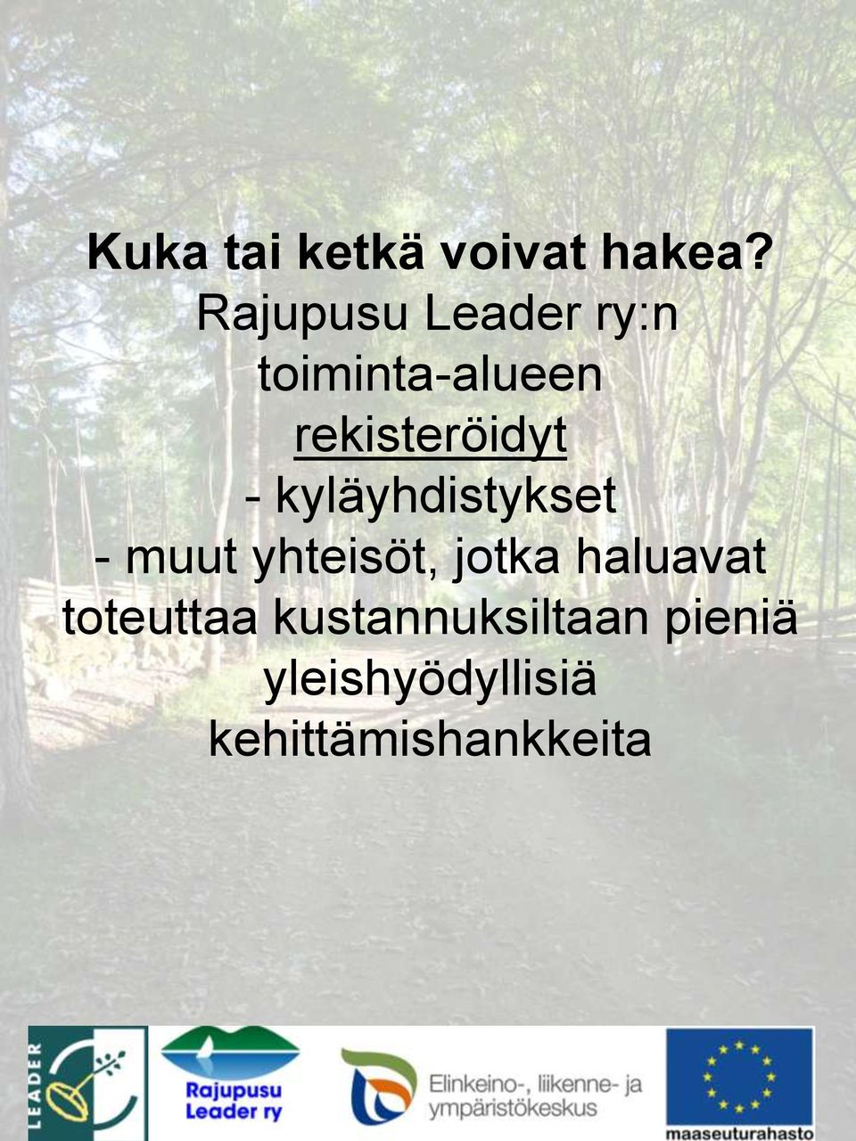 rekisteröidyt - kyläyhdistykset - muut yhteisöt,