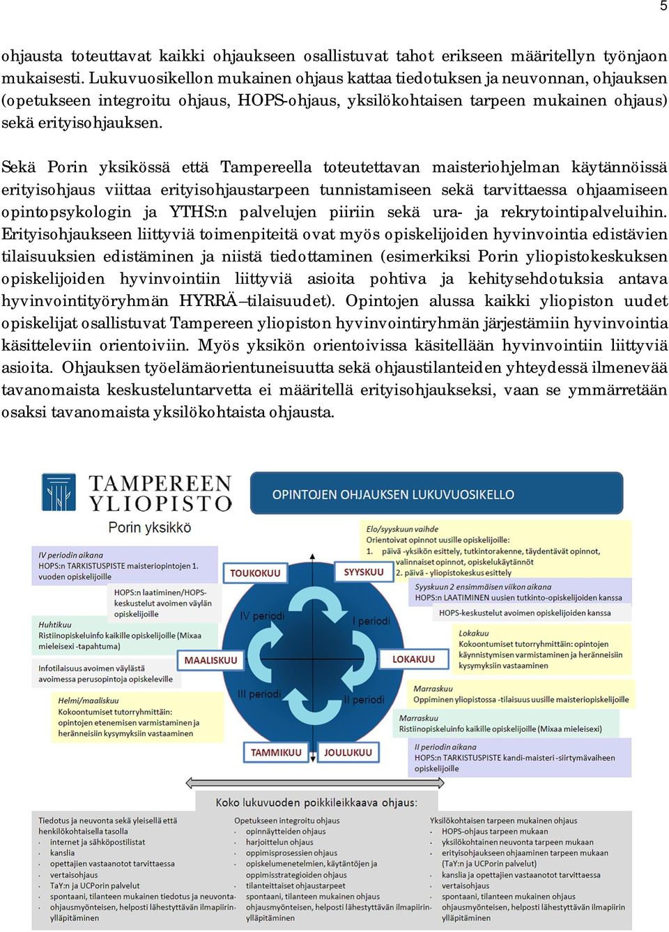 Sekä Porin yksikössä että Tampereella toteutettavan maisteriohjelman käytännöissä erityisohjaus viittaa erityisohjaustarpeen tunnistamiseen sekä tarvittaessa ohjaamiseen opintopsykologin ja YTHS:n