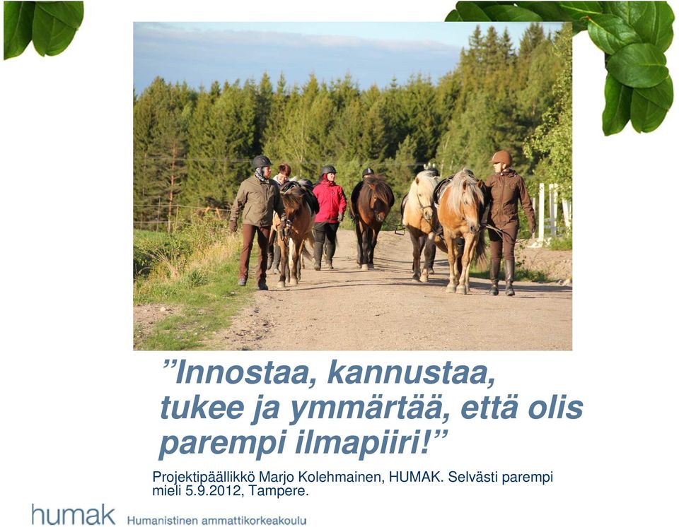 Projektipäällikkö Marjo Kolehmainen,
