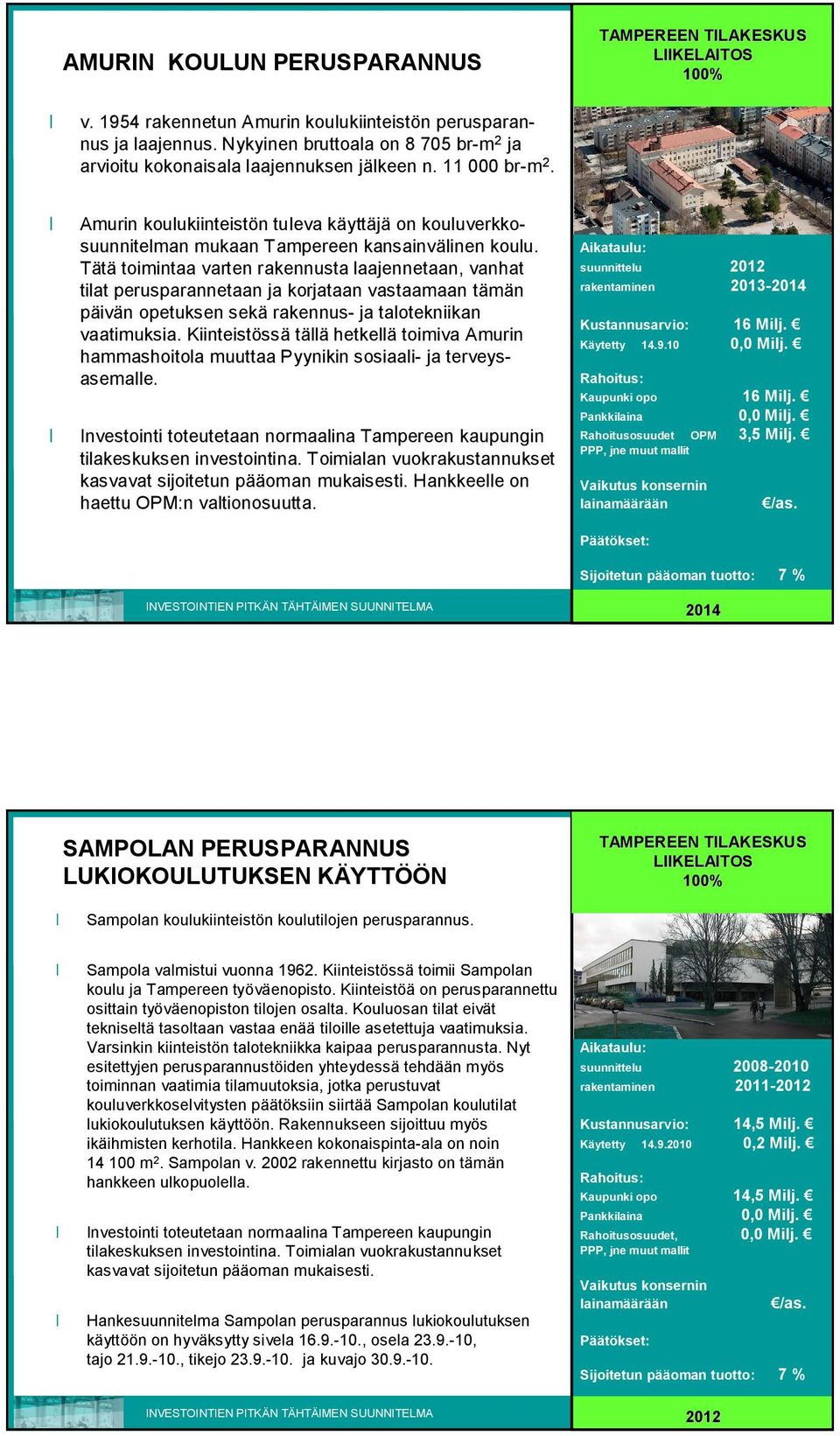 Tätä toimintaa varten rakennusta laajennetaan, vanhat tilat perusparannetaan ja korjataan vastaamaan tämän päivän opetuksen sekä rakennus ja talotekniikan vaatimuksia.