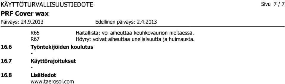 8 Lisätiedot www.taerosol.