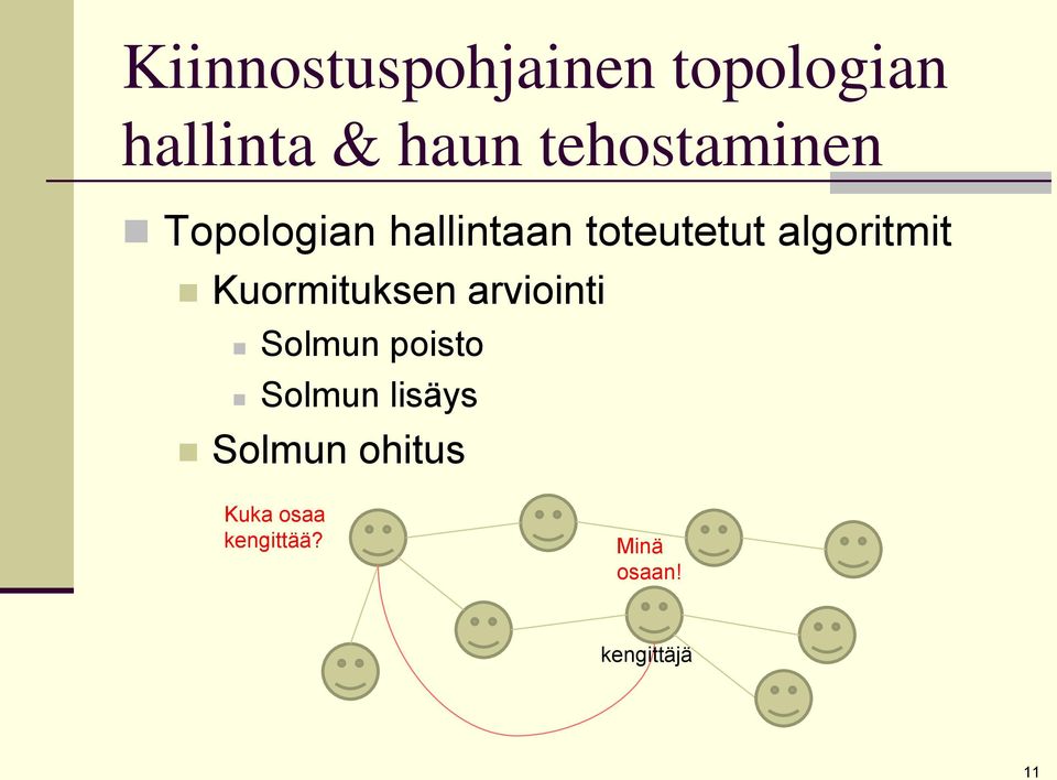 algoritmit Kuormituksen arviointi Solmun poisto