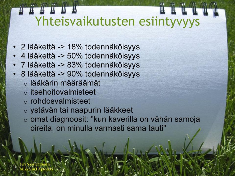 lääkärin määräämät o itsehoitovalmisteet o rohdosvalmisteet o ystävän tai naapurin