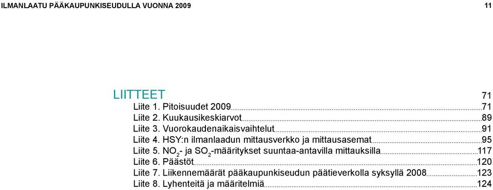 HSY:n ilmanlaadun mittausverkko ja mittausasemat 95 Liite 5.