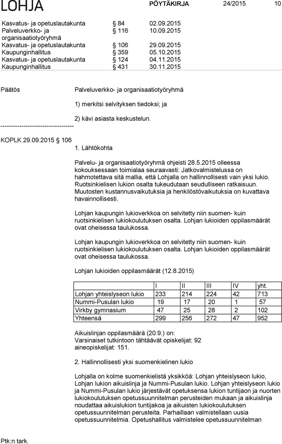 Lähtökohta Palvelu- ja organisaatiotyöryhmä ohjeisti 28.5.