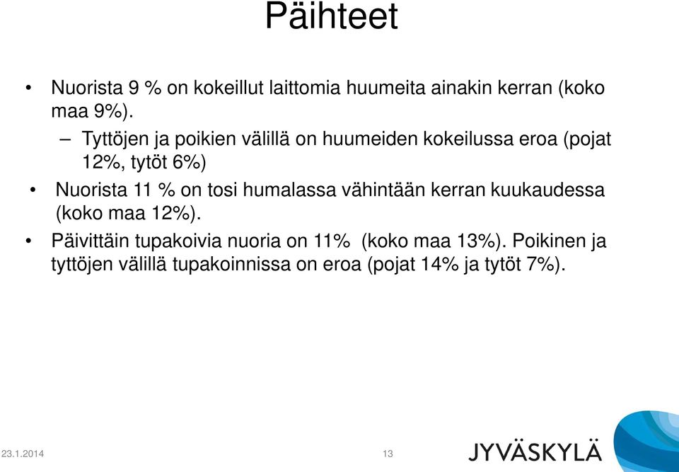 on tosi humalassa vähintään kerran kuukaudessa (koko maa 12%).