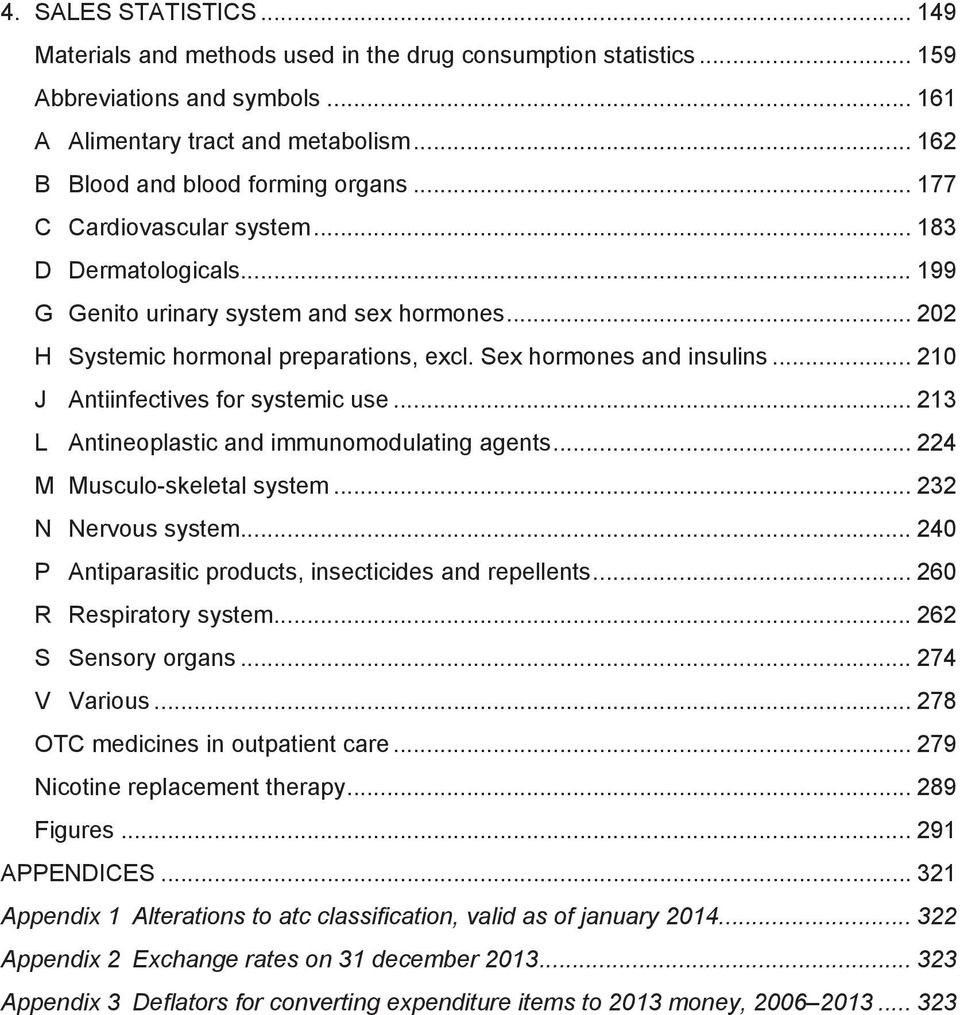 Sex hormones and insulins... 210 J Antiinfectives for systemic use... 213 L Antineoplastic and immunomodulating agents... 224 M Musculo-skeletal system... 232 N Nervous system.