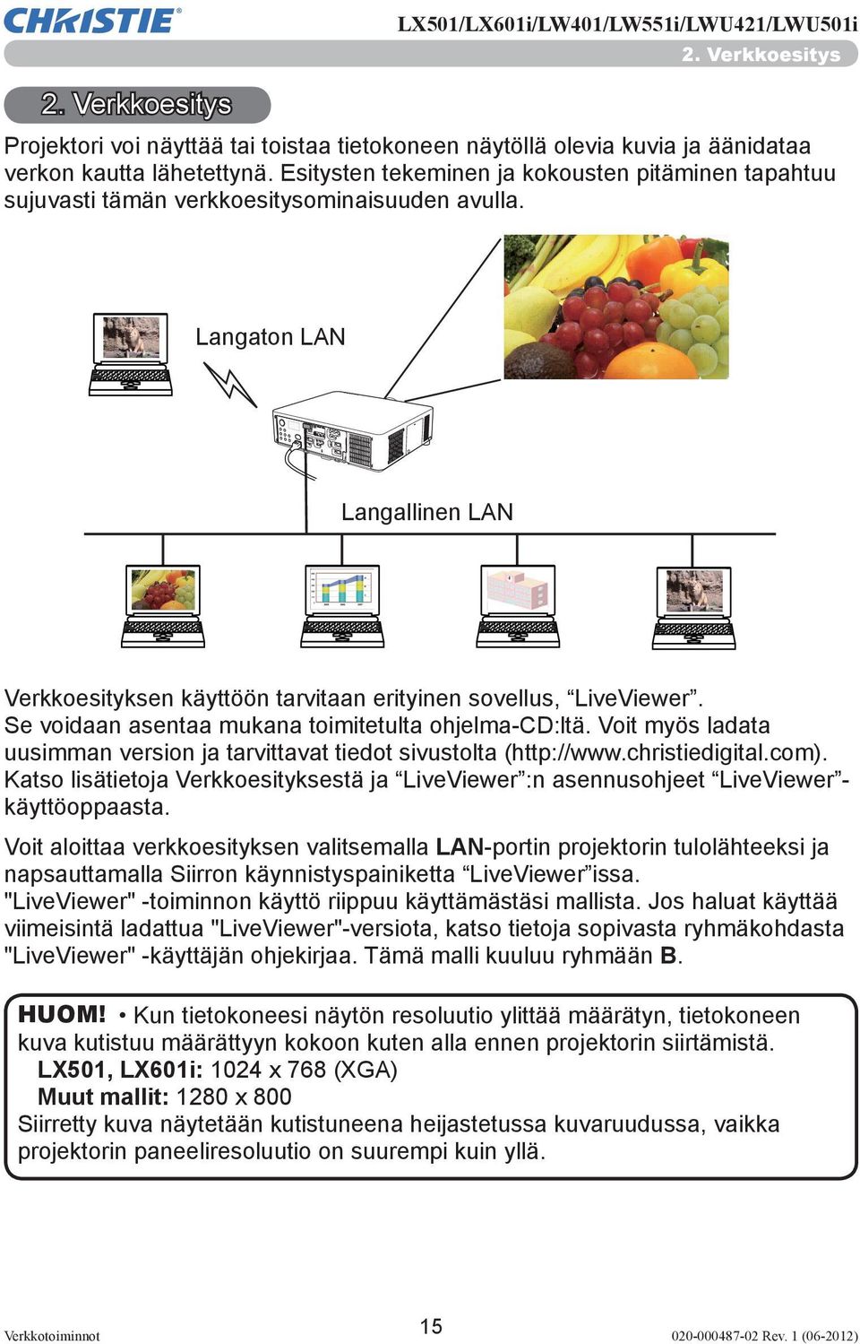 Se voidaan asentaa mukana toimitetulta ohjelma-cd:ltä. Voit myös ladata uusimman version ja tarvittavat tiedot sivustolta (http://www.christiedigital.com).
