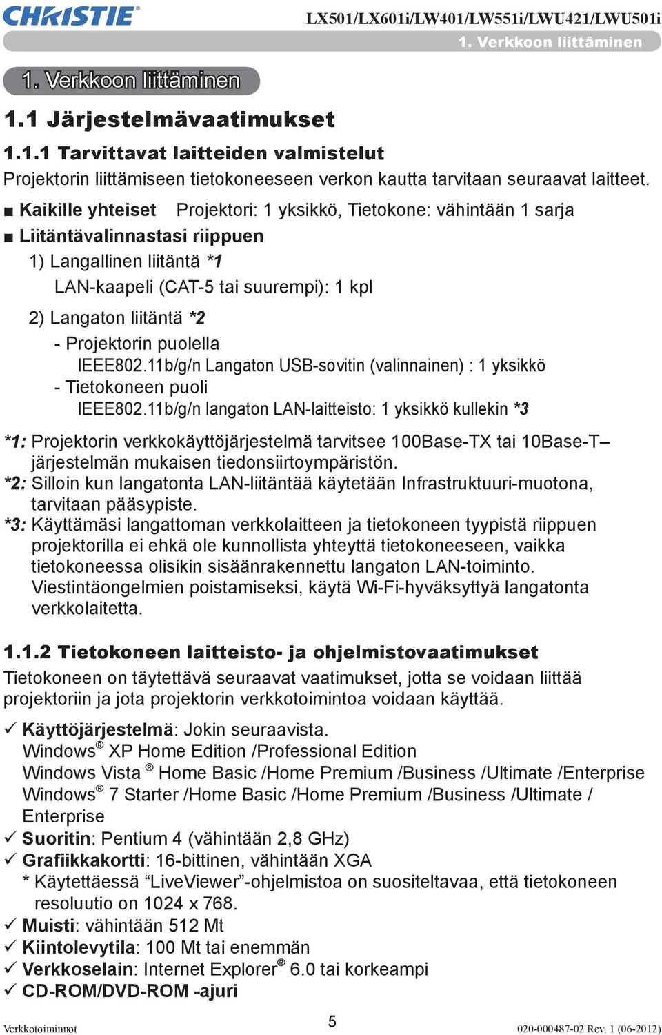 Projektorin puolella IEEE802.11b/g/n Langaton USB-sovitin (valinnainen) : 1 yksikkö - Tietokoneen puoli IEEE802.