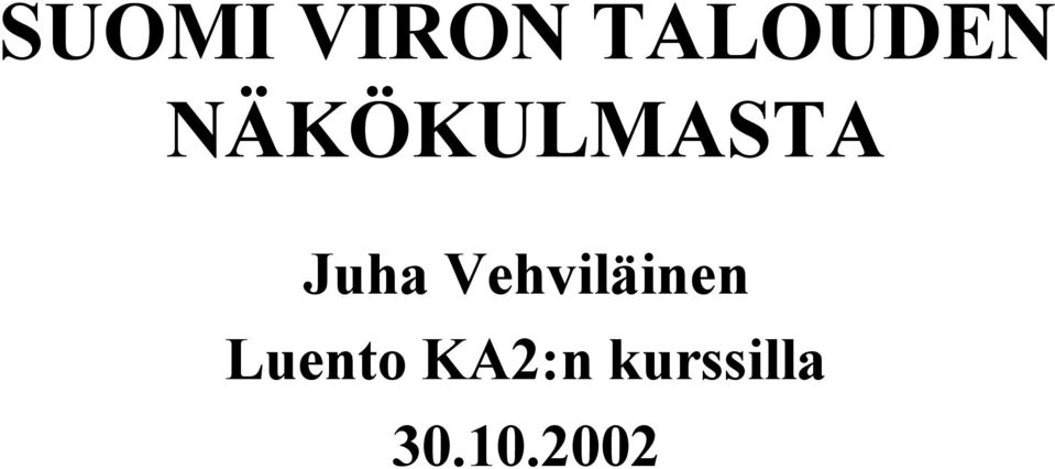 Vehviläinen Luento