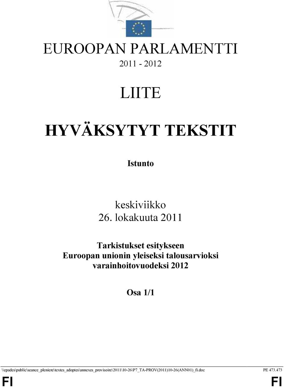varainhoitovuodeksi 2012 Osa 1/1