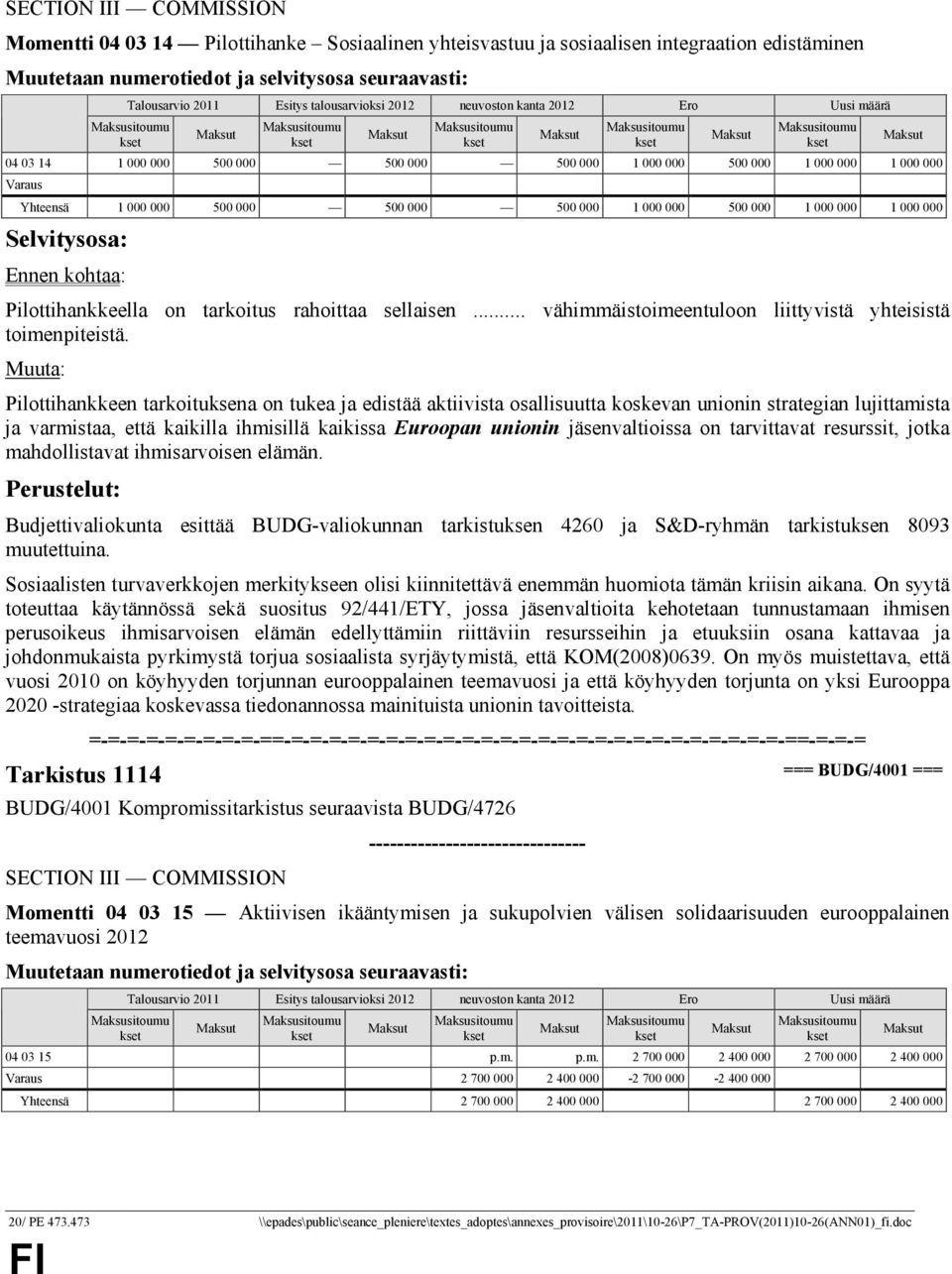 .. vähimmäistoimeentuloon liittyvistä yhteisistä toimenpiteistä.