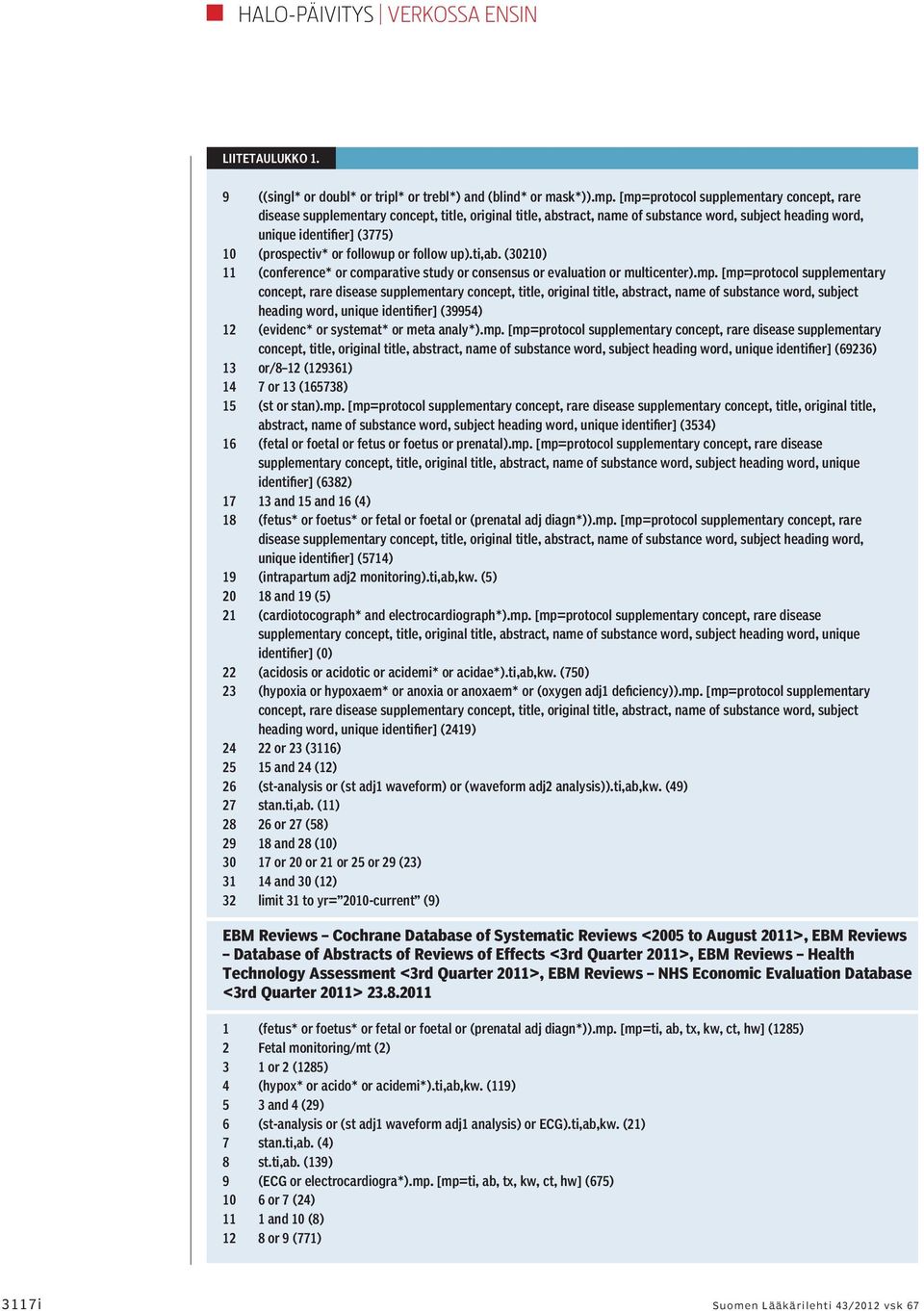 followup or follow up).ti,ab. (30210) 11 (conference* or compa