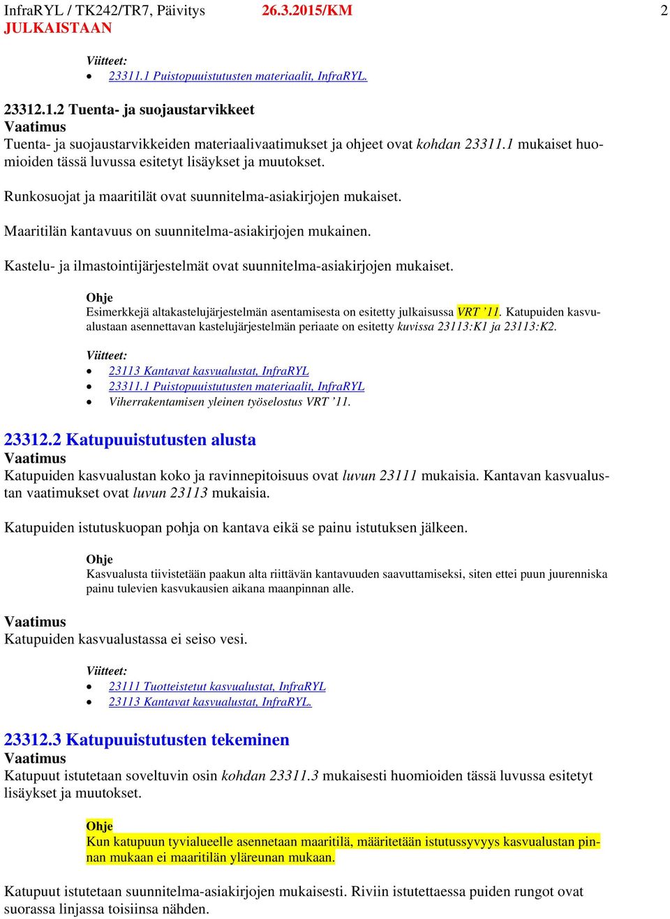 Kastelu- ja ilmastointijärjestelmät ovat suunnitelma-asiakirjojen mukaiset. Esimerkkejä altakastelujärjestelmän asentamisesta on esitetty julkaisussa VRT 11.