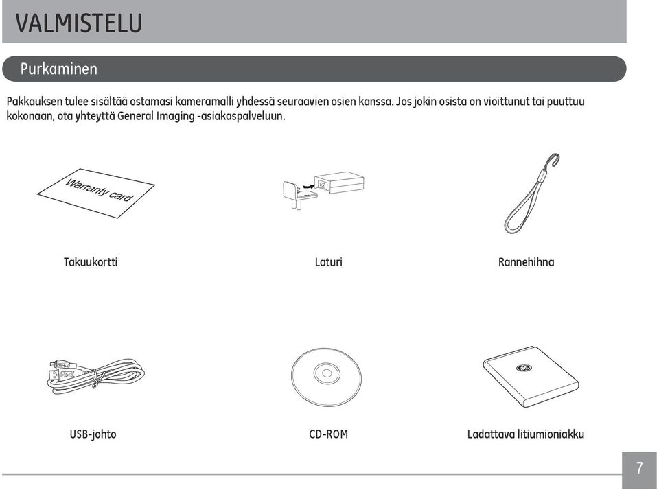 Jos jokin osista on vioittunut tai puuttuu kokonaan, ota yhteyttä