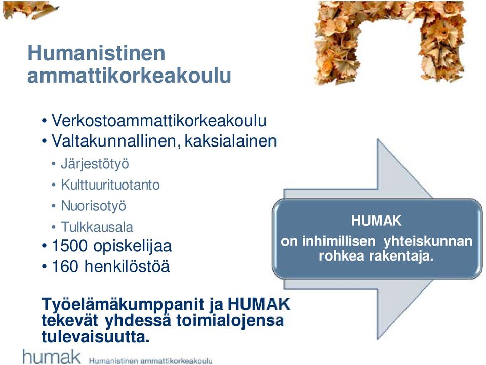 Tulkkausala 1500 opiskelijaa 160 henkilöstöä Työelämäkumppanit ja HUMAK