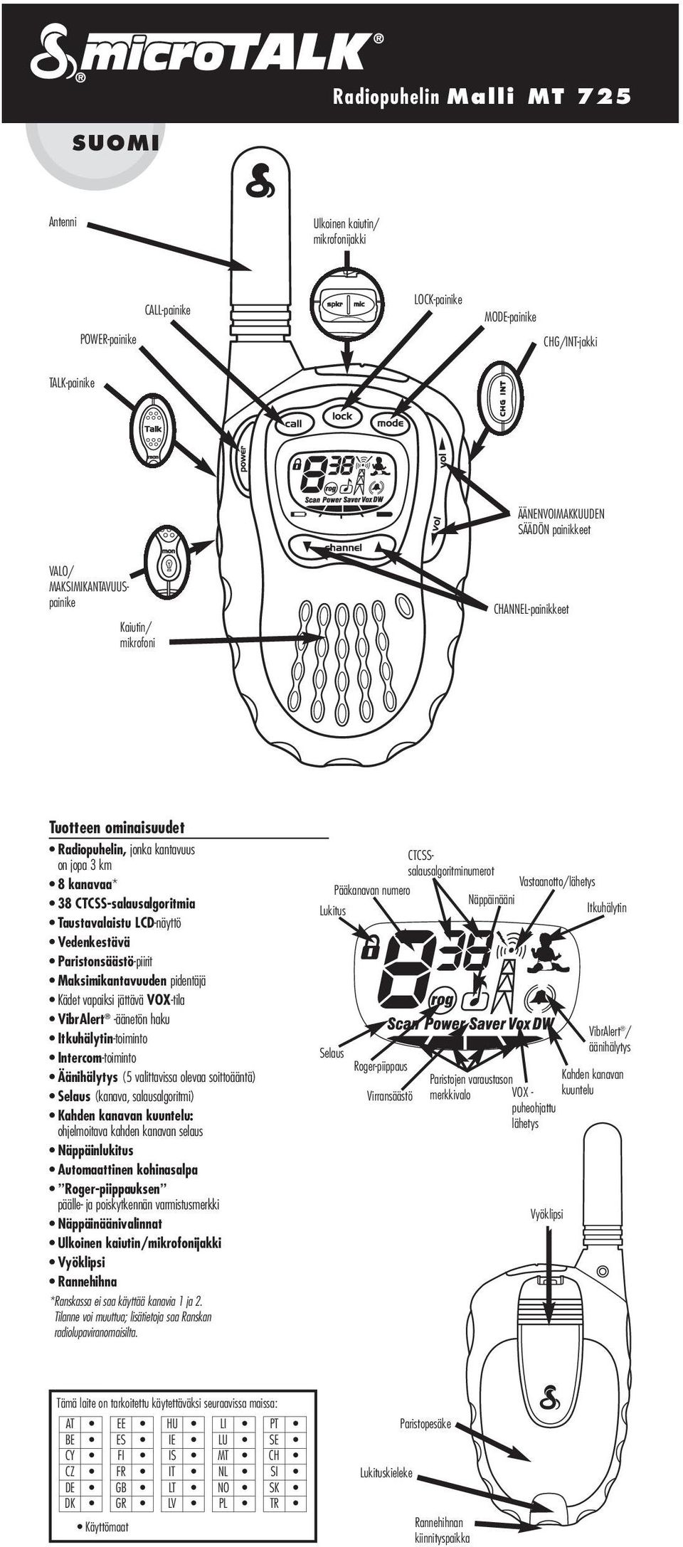 Radiopuhelin Malli MT 725 SUOMI. Tuotteen ominaisuudet - PDF Free Download