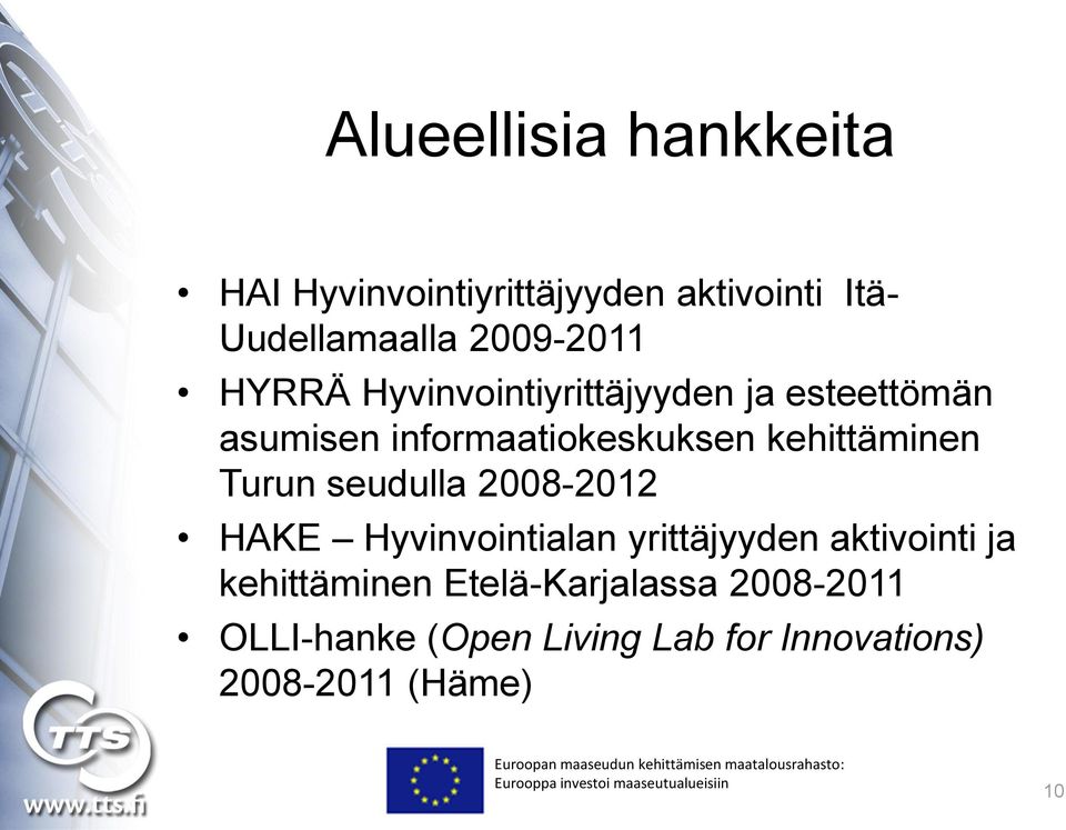 kehittäminen Turun seudulla 2008-2012 HAKE Hyvinvointialan yrittäjyyden aktivointi ja