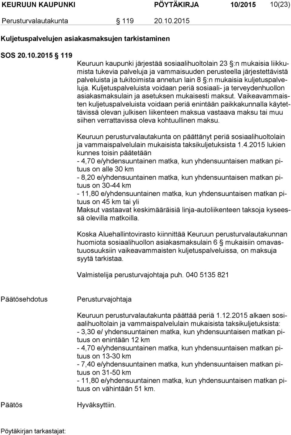23) Perusturvalautakunta 119 20.10.