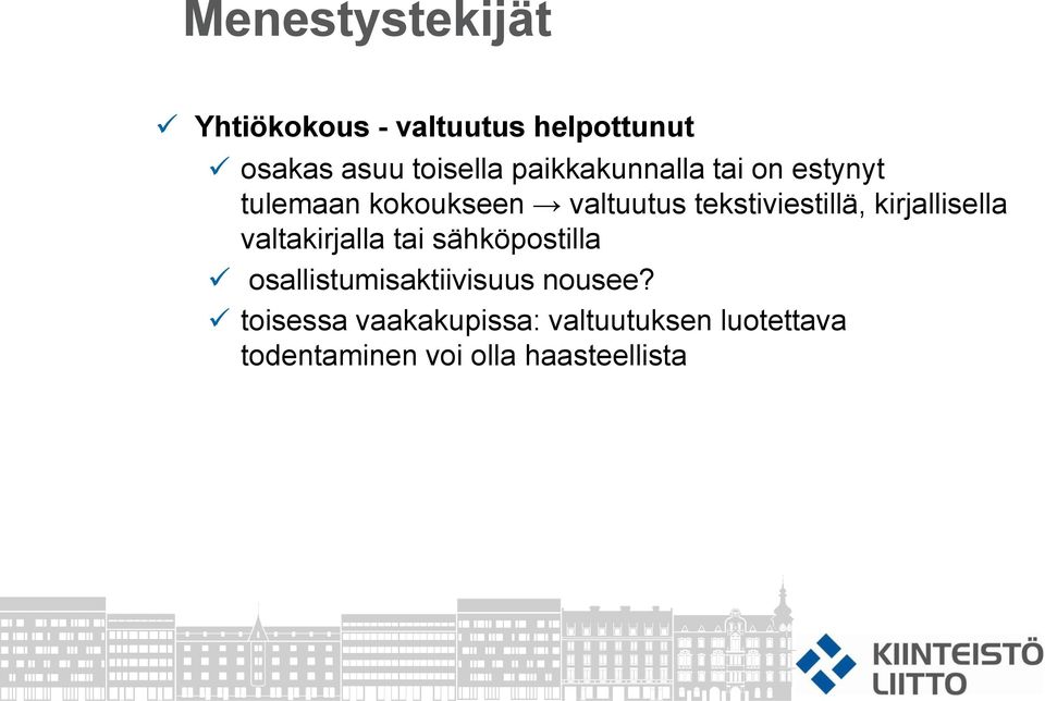 kirjallisella valtakirjalla tai sähköpostilla osallistumisaktiivisuus