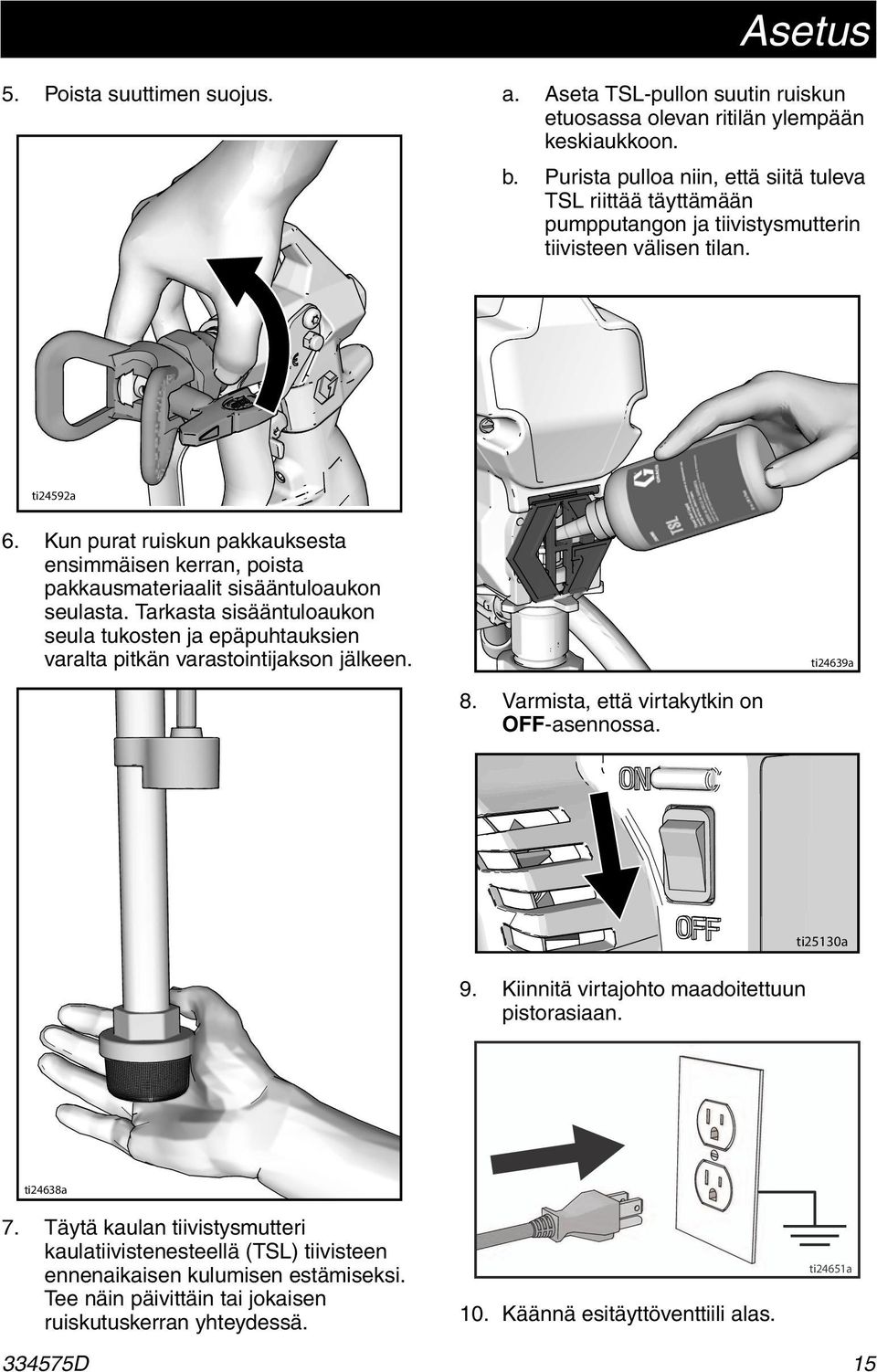 Kun purat ruiskun pakkauksesta ensimmäisen kerran, poista pakkausmateriaalit sisääntuloaukon seulasta.