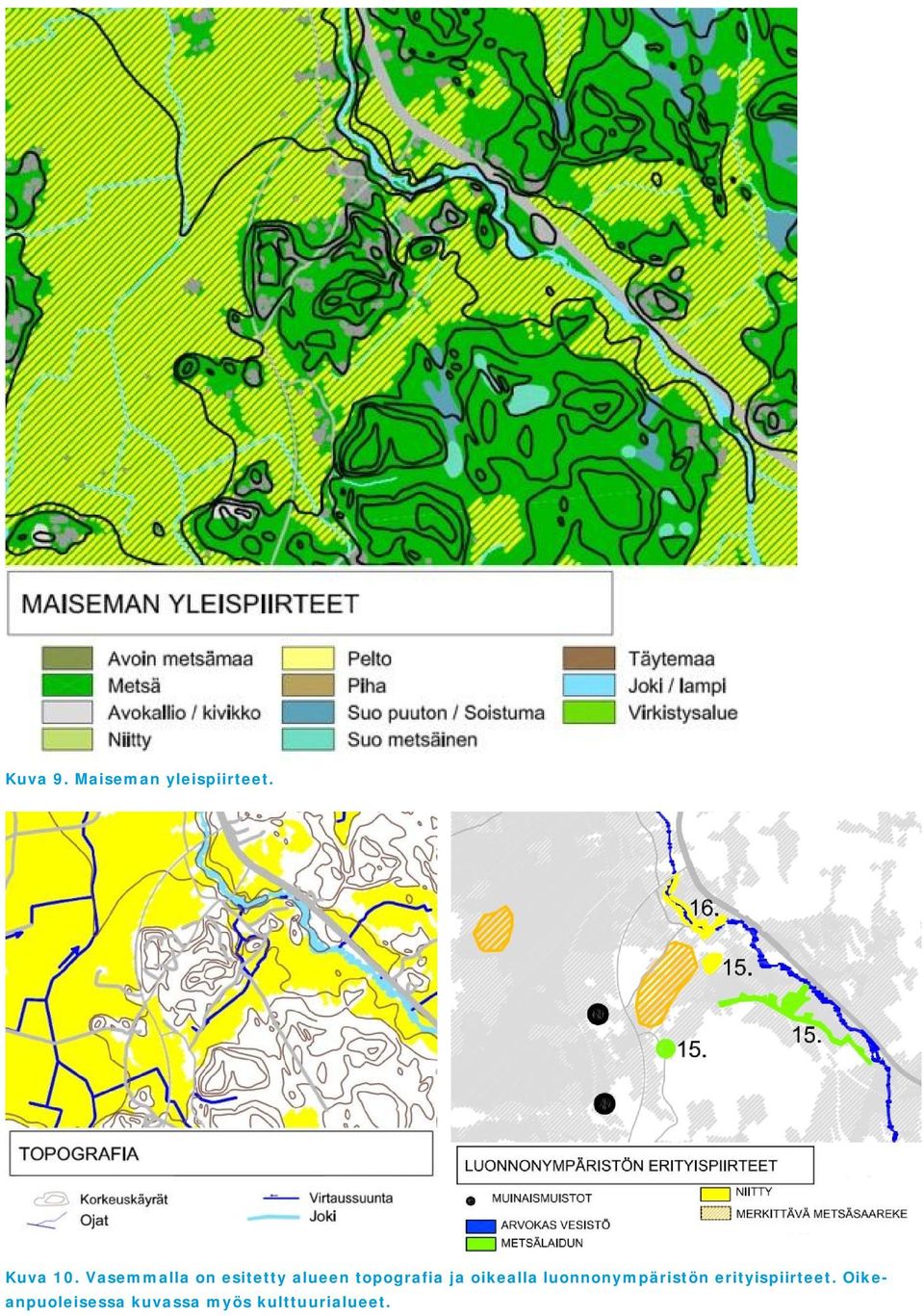 oikealla luonnonympäristön erityispiirteet.