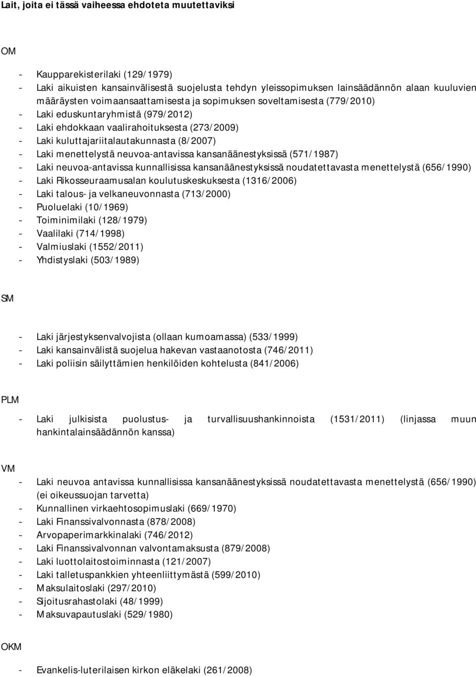 menettelystä neuvoa-antavissa kansanäänestyksissä (571/1987) - Laki neuvoa-antavissa kunnallisissa kansanäänestyksissä noudatettavasta menettelystä (656/1990) - Laki Rikosseuraamusalan