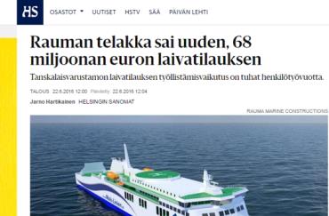 Rauman telakan omistava, vasta perustettu Rauma Marine Constructions valmistaa mm.