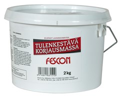 Tulenkestävä korjausmassa 8 / 9 TULENKESTÄVÄ KORJAUSMASSA Tuotekuvaus Fescon Tulenkestävä korjausmassa on sementtisideaineinen, taloustulisijojen tulipesien halkeamien ja kolojen paikkaamiseen