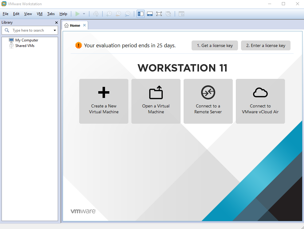 17 5.3 VMware Workstation Sovelluksen avautuessa näkymä