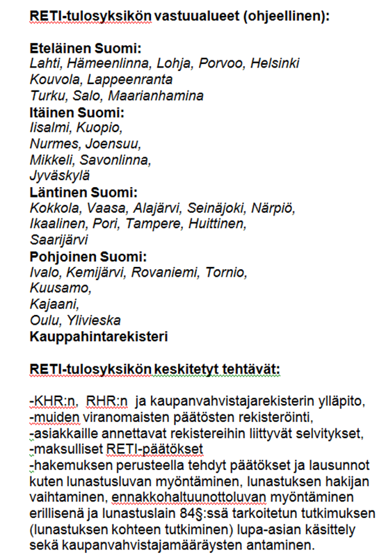 RETI-tulosyksikön vastuualueet RETI Heikki Lind Kauppahintarekisteri Taisto Toppinen