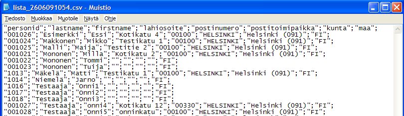 CSV-raportti Excel-raportti on yleisin raporttimuoto ja siinä on helppo tarkastella tietoja tai lähettää ne sähköpostilla eteenpäin. Excel-raportti 1.