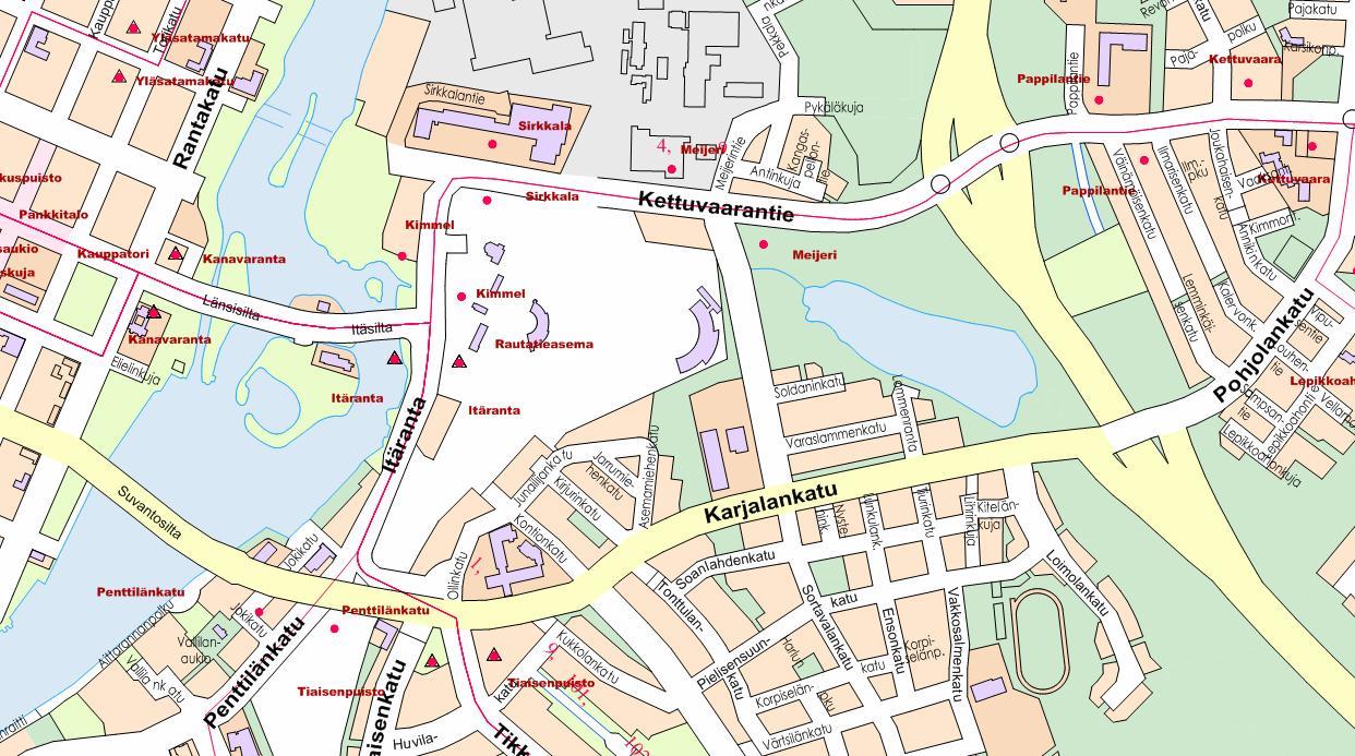 1.1.3. Rakennettu ympäristö Kaava-alueella sijaitsee entinen kauppaoppilaitos (Sortavalatalo), VR:n varikkotiloja sekä huoltoasema Kettuvaarantien ja Sortavalankadun kulmassa.