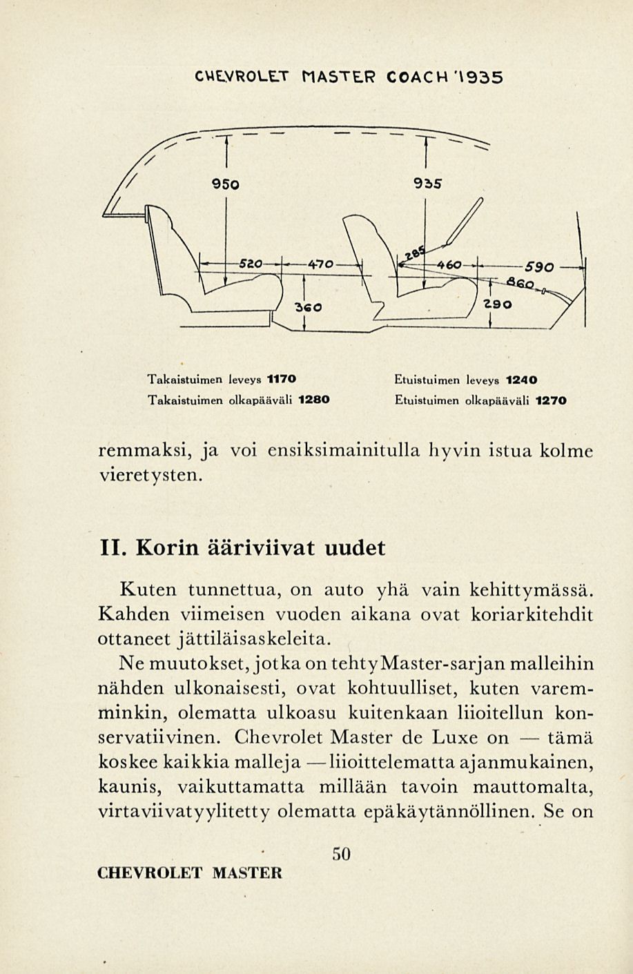 CUE.VROLLT MASTER COACHI93S Takaistuimen leveys 1170 Etuistuimen leveys 1240 Takaistuimen olkapääväli 1280 Etuistuimen olkapääväli 1270 remmaksi, ja voi ensiksimainitulla hyvin istua kolme