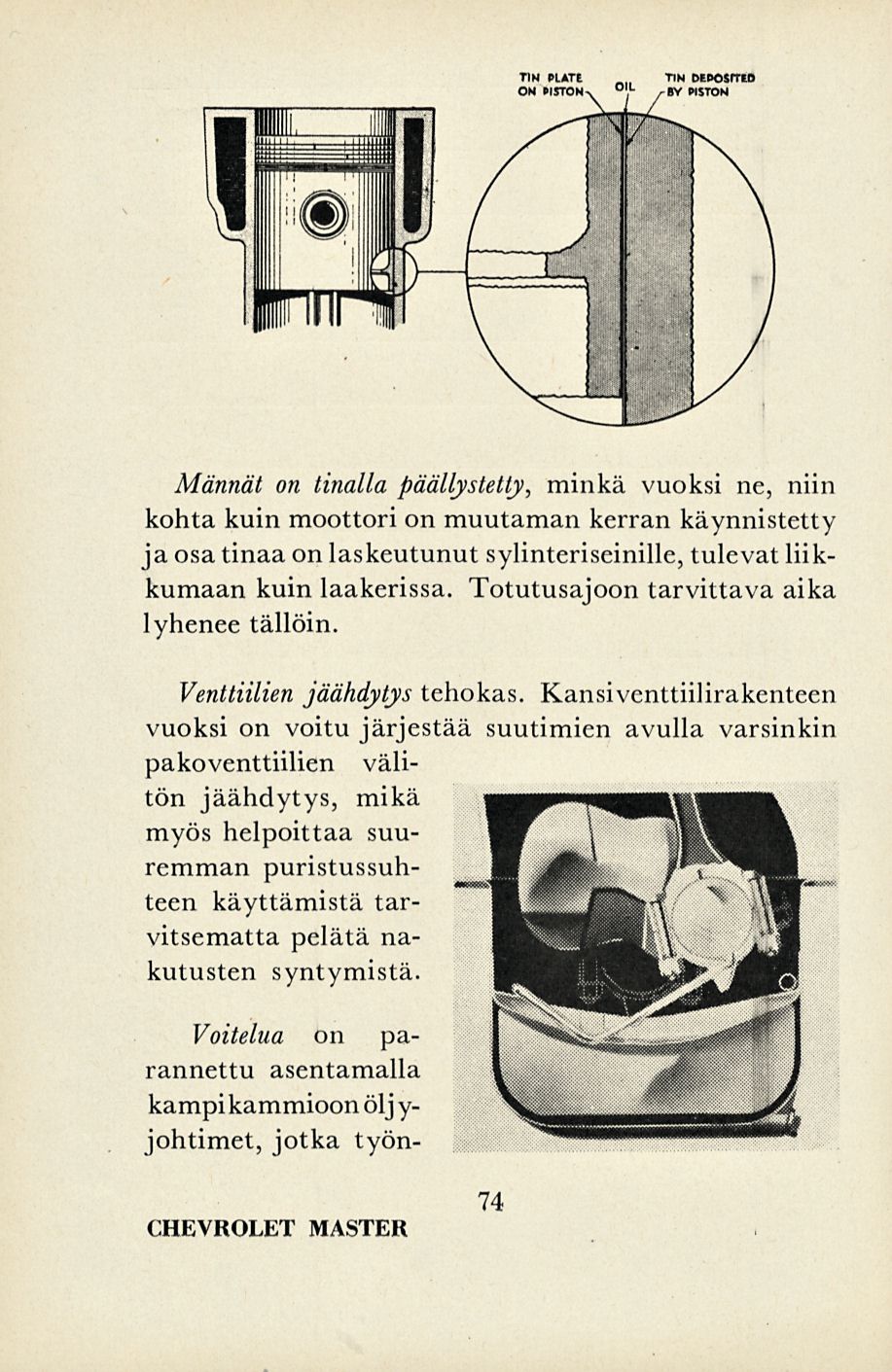 Männät on tinalla päällystetty, minkä vuoksi ne, niin kohta kuin moottori on muutaman kerran käynnistetty ja osa tinaa on laskeutunut sylinteriseinille, tulevat liikkumaan kuin laakerissa.