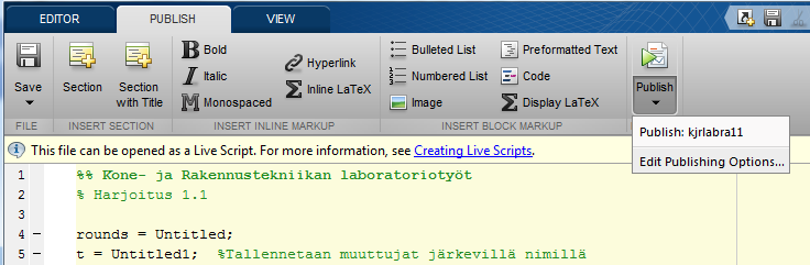 Valitse muodostuneelta kuvaajalta Data Cursor -työkalulla kaksi pistettä, joiden välillä moottorin kierrosnopeus vaikuttaa vakiolta (Kuva 7).